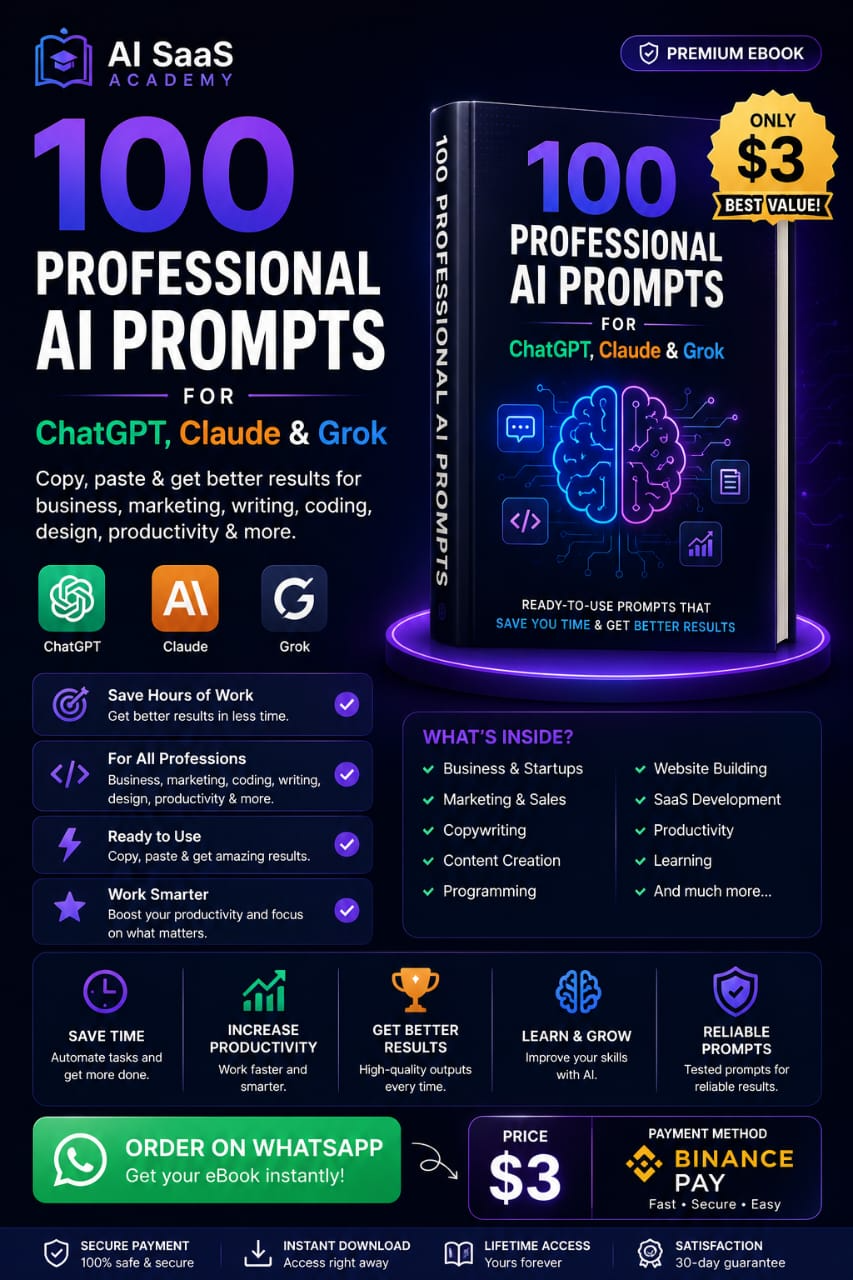 100 Powerful AI Prompts That Save You Hours of Work cover
